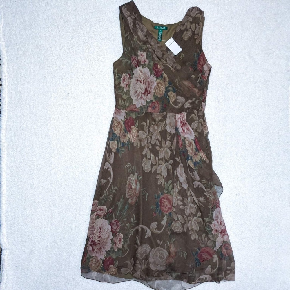 Lauren Ralph Lauren Silk Floral Tea Length Dress